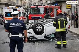 Ragusa, auto si ribalta in corso Vittorio Veneto: feriti due turisti stranieri